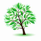 Stylized tree with green leaves.