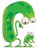 Parent and child (green creatures)