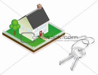House attached to keys as keyring