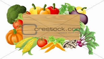 Vegetable wooden sign illustration