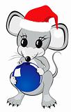 Little Mouse Holding Christmas Bauble