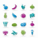 Different kind of fruit and vegetables icons
