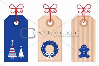 Christmas retro blank Tags isolated on white
