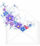 envelope with blue flowers