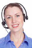 smiling cheerful support phone operator