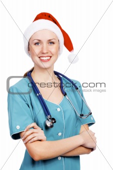 Christmas doctor, isolated over a white background