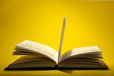 Open book on yellow