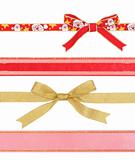 Celebratory and Christmas ribbons with clipping paths