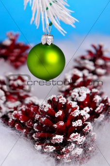 Bauble and pine cones
