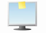 Monitor with a yellow memo note
