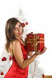 Happy woman with Chirstmas gifts