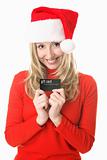 Christmas Shopping - Santa girl with a gift card