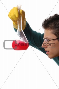 Man Investigates liquid