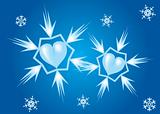 Two hearts - snowflakes.