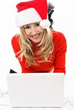 Christmas girl at laptop