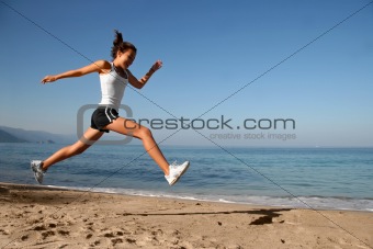 Jumping on the beach