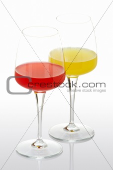 Two glasses with beverages