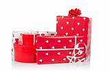 Assortment of red gift boxes