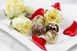Delicious chocolate pralines with roses