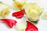 Red hearts and yellow roses