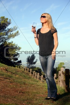 Woman enjoying wine