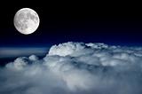 Full moon above cloud deck