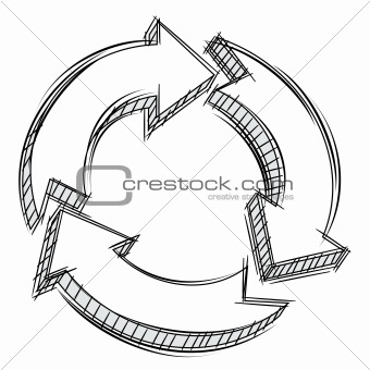 Doodle of three circular arrows
