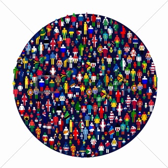 Circle full of colored people