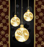 Christmas card with gold balls