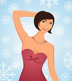 sexy lady on winter background