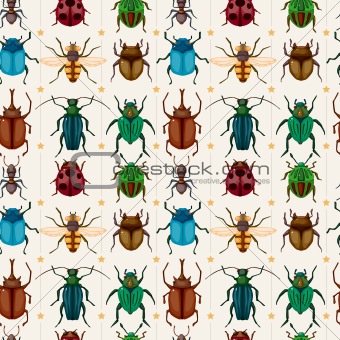 cartoon insect bug seamless pattern