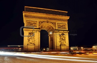 The Arc de Triomphe at night, Paris