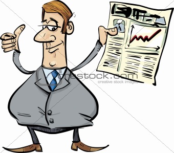 Satisfied businessman with newspaper
