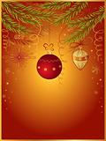 red Christmas background with fir