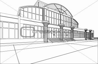 wireframe of office building