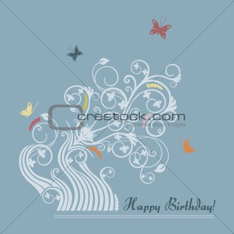 Cute floral happy birthday card