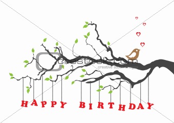 Happy birthday card with bird