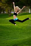Yoga jump in the park
