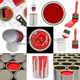 Red painting objects