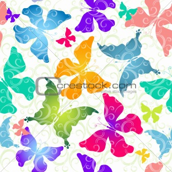 Colorful butterflies. Seamless pattern
