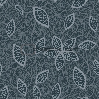 Seamless grey leaves wallpaper
