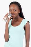 Happy smiling woman having a glass of water