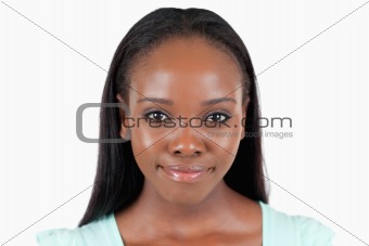 Close up of happy young woman
