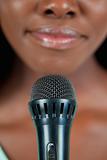 Close up of microphone being used by singer