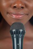 Close up of lips with microphone