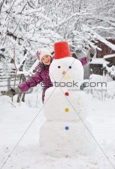 snowman and  girl