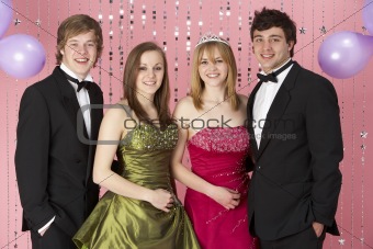 Two Young Couples Dressed For Party