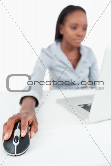 Portrait of a businesswoman using a notebook