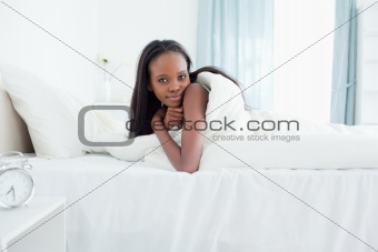 Beautiful woman waking up