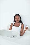 Portrait of a young woman purchasing online